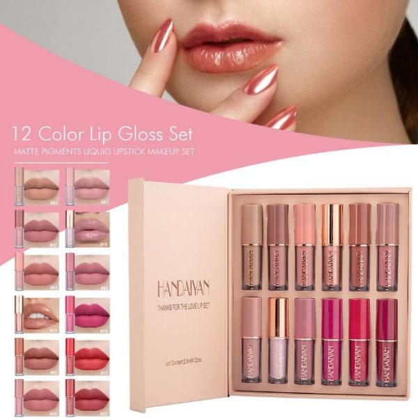 12 Colors Handaiyan Matte Liquid Lipstick Set waterproof