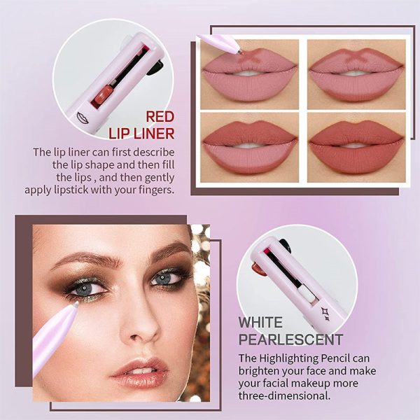 "4-in-1 Waterproof Makeup Pen –EyeBrow, Lip, Highlight & Eye Liner"