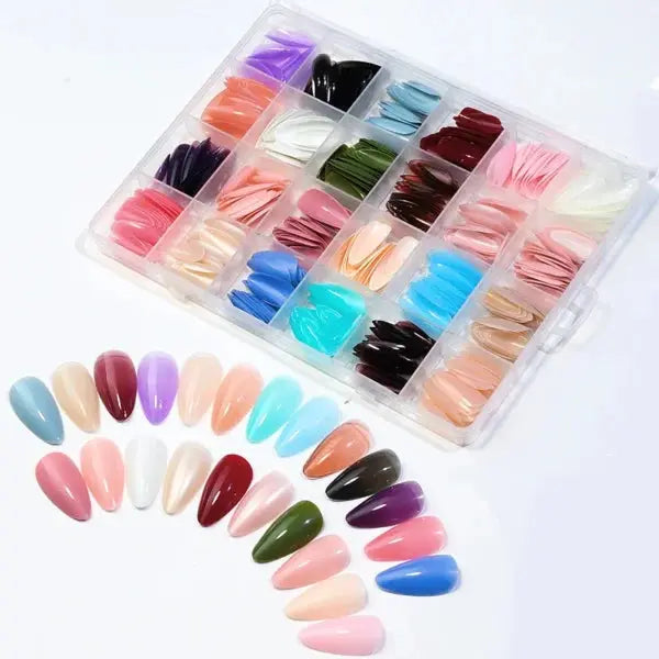 576 Pcs Reusable Artificial Nails – 24 Colors, Beautiful Fake Nails