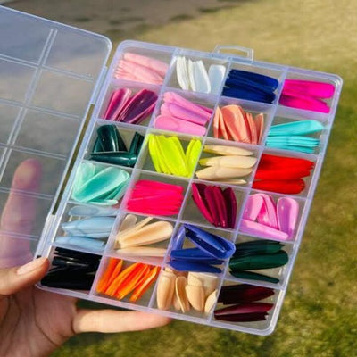 576 Pcs Reusable Artificial Nails – 24 Colors, Beautiful Fake Nails