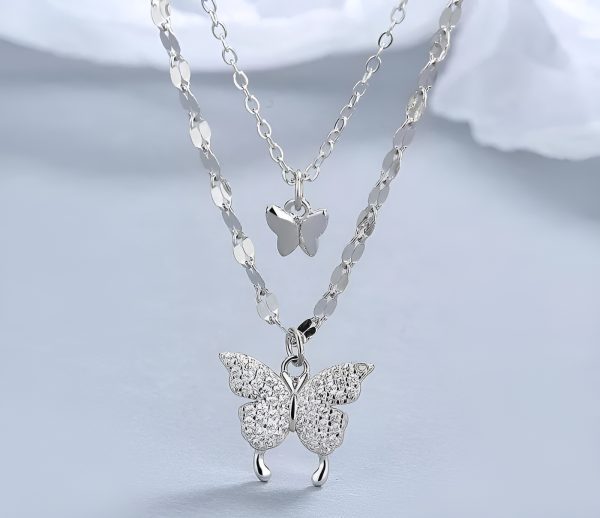 Butterfly Double Layer Pendant Necklace