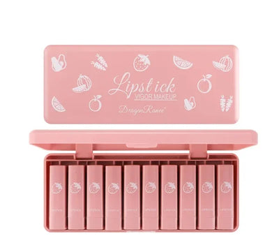 "Dragon Ranee 10-Piece Velvet Matte Pink Lipstick Set"