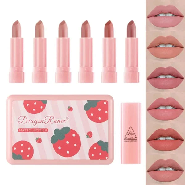 "Dragon Ranee 6-Piece Velvet Matte Pink Lipstick Set"