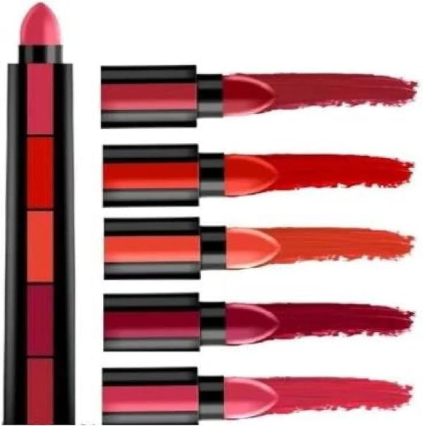 2 Pack 5-in-1 Lipstick – 5 Shades, Matte Finish