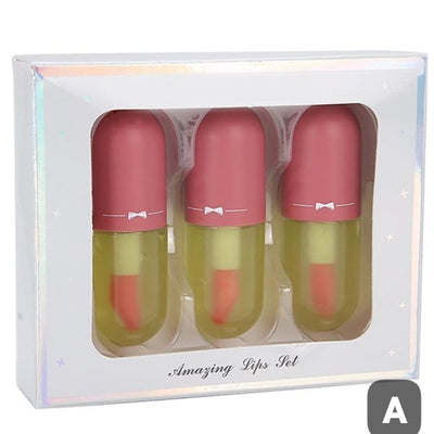 Set Of 3 Lip Oil Gloss Volumising Lip Plump Enhancer Fuller Lip