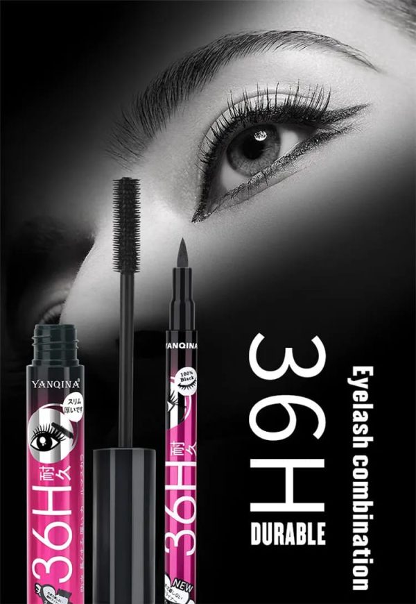 "Yanqina 2-in-1 Black Liquid Eyeliner & 3D Mascara Set"