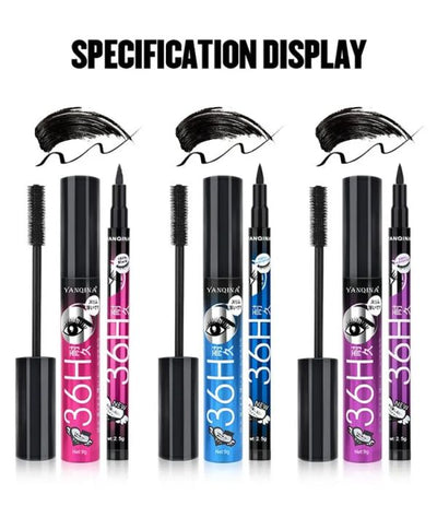 "Yanqina 2-in-1 Black Liquid Eyeliner & 3D Mascara Set"