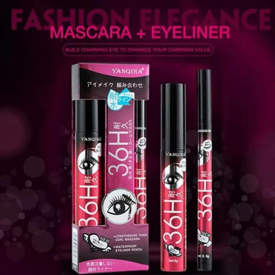 "Yanqina 2-in-1 Black Liquid Eyeliner & 3D Mascara Set"